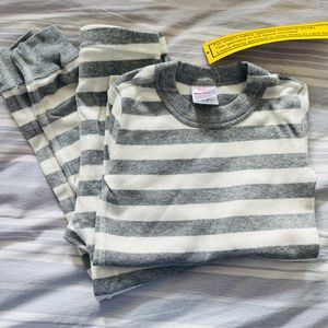 Hanna andersson grey and white striped pajamas!